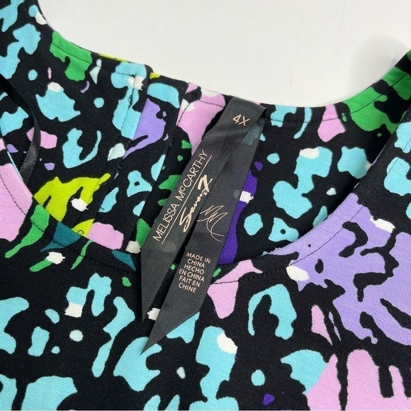 NEW Melissa McCarthy Seven7 Purple & Teal Floral Preppy Flirty Peplum Flare Top - Picture 3 of 12